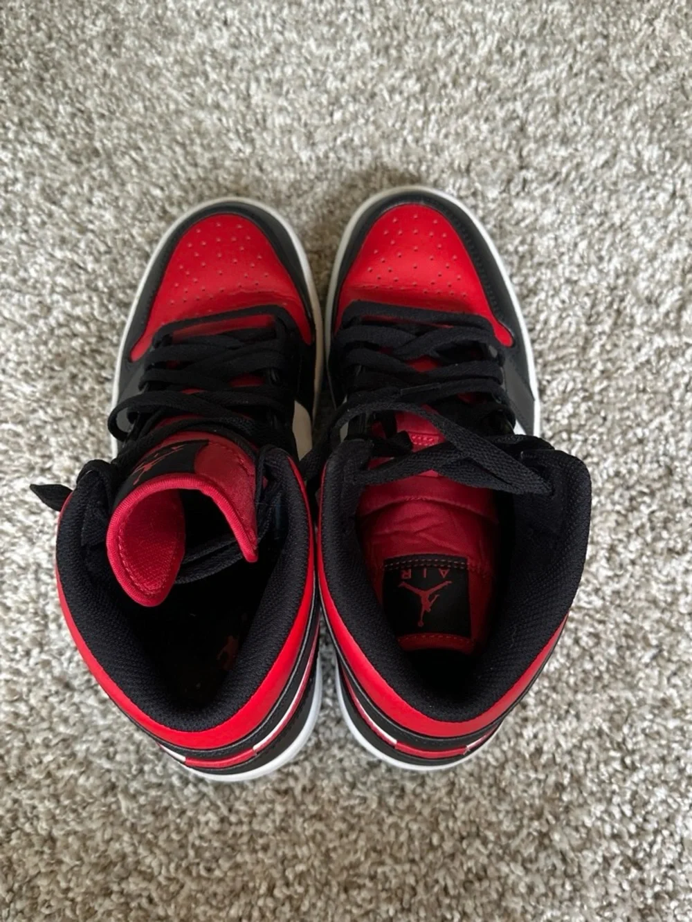 Jordan Red Black White Mid-Top Sneakers
